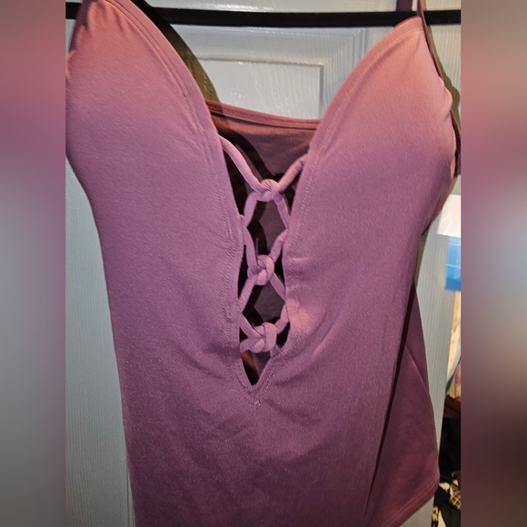 Blue rod beattie Maroon Tankini size 12 lace up - Picture 2 of 6